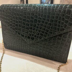 Zara Faux Green Croc Purse with Faux Gold Chain